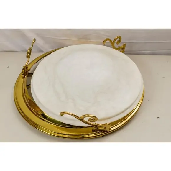 Alabaster Brass Hanging Bowl Chandelier Lightolier